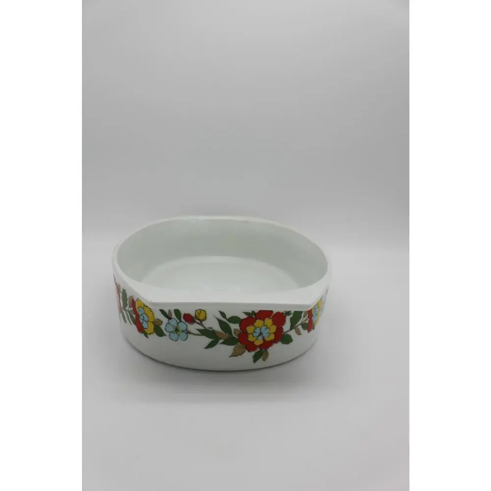 Set of 2 Vtg Real Calorama Floral Genuine Porcelain Oven Ware 64 oz & 48 oz Oval